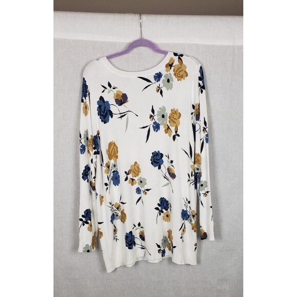 Daniel Rainn Knit Pullover Top 2X White Multicolor Floral Casual Spring Mom - Picture 2 of 5